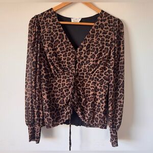 Ember Leopard Print Front Tie Top Y2K Style